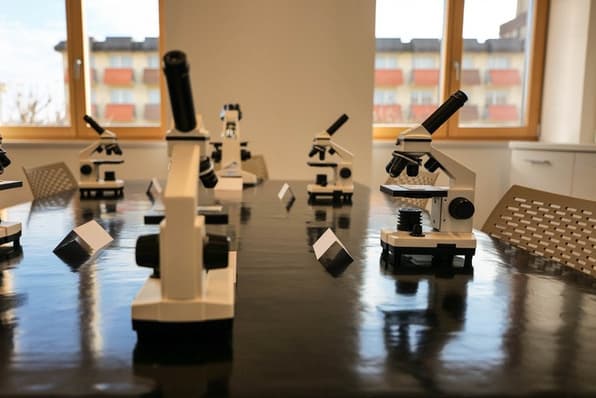 Microscopes set up in the laboratory