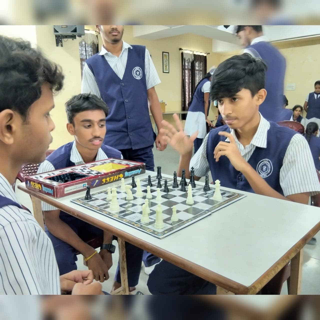 Students playing chess
