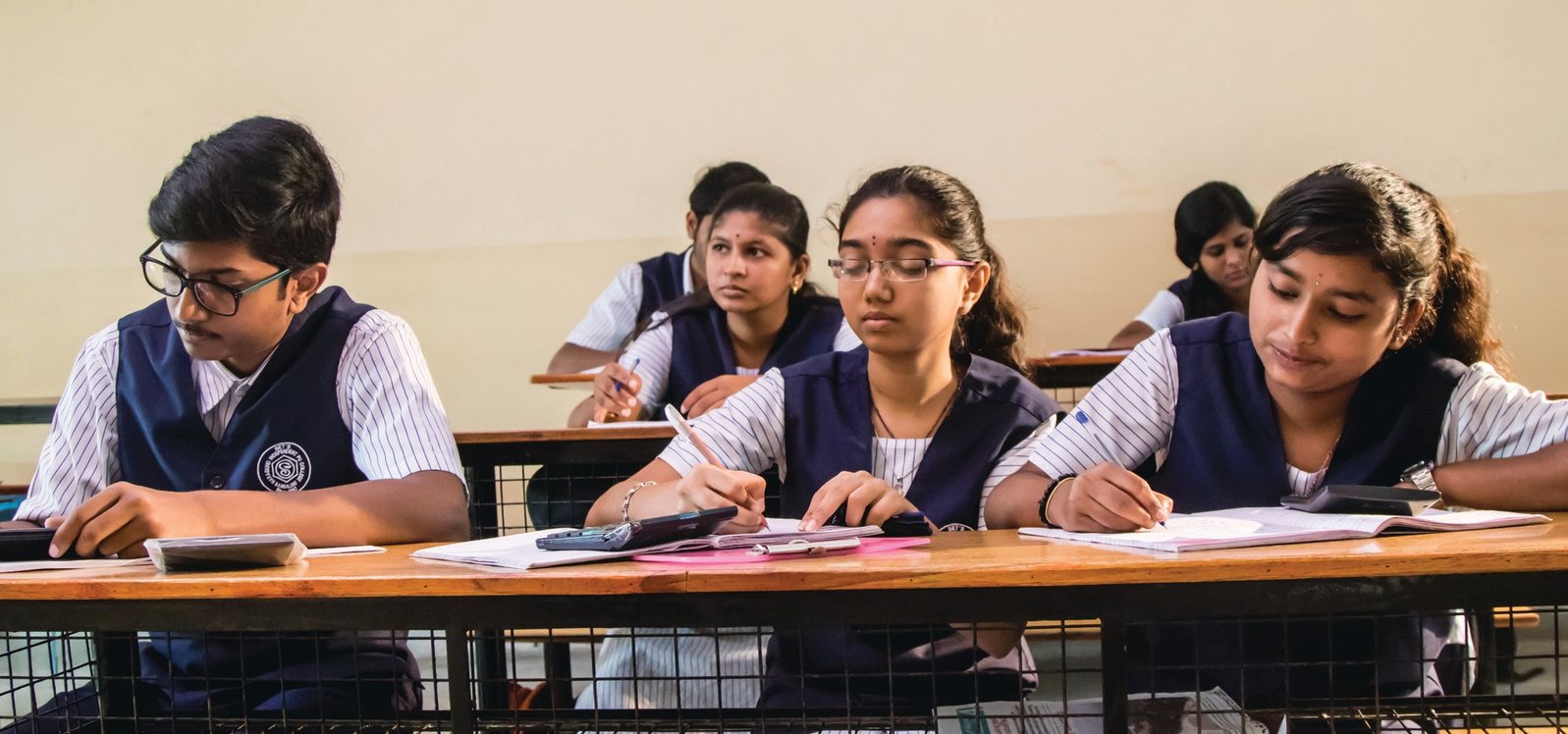 PU students writing an exam in a classroom
